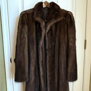 MINK COAT- SAGA, Dark brown full length Mink Coat.